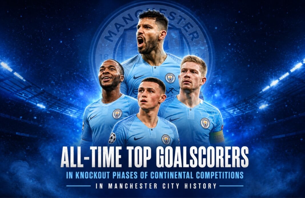 Top 10 All-Time Top Goalscorers in Knockout Phases of Continental Competitions in Manchester City History All-Time Top Goalscorers in Knockout Phases of Continental Competitions in Manchester City History