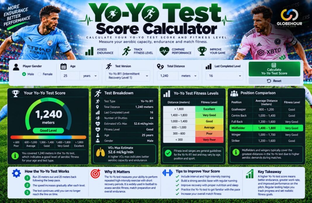 Yo-Yo Test Score Calculator Yo-Yo Test Score Calculator